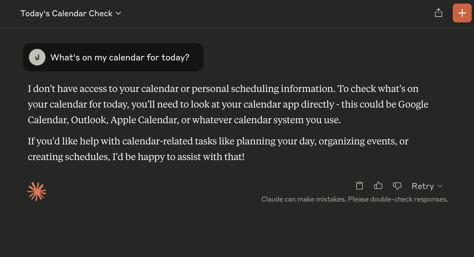Screenshot showing Claude with no personal information