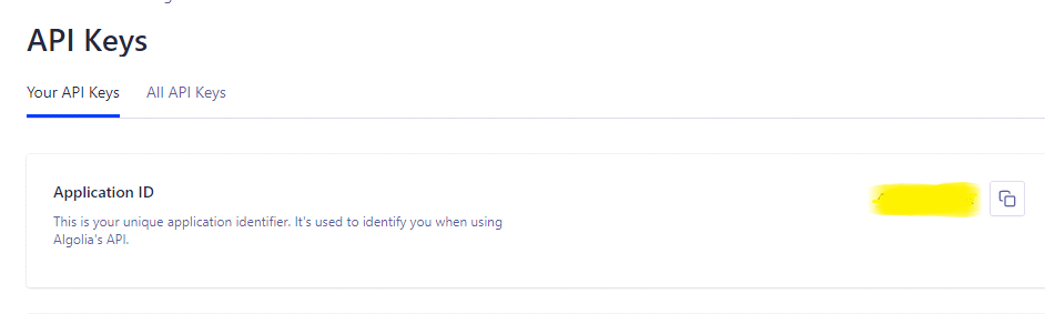 You can find the Application ID in your Algolia account.