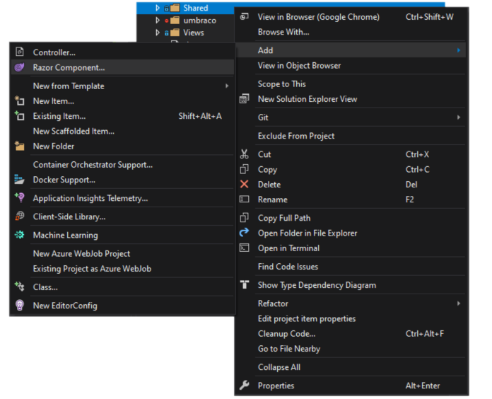 Figure 1: Creating the .razor file