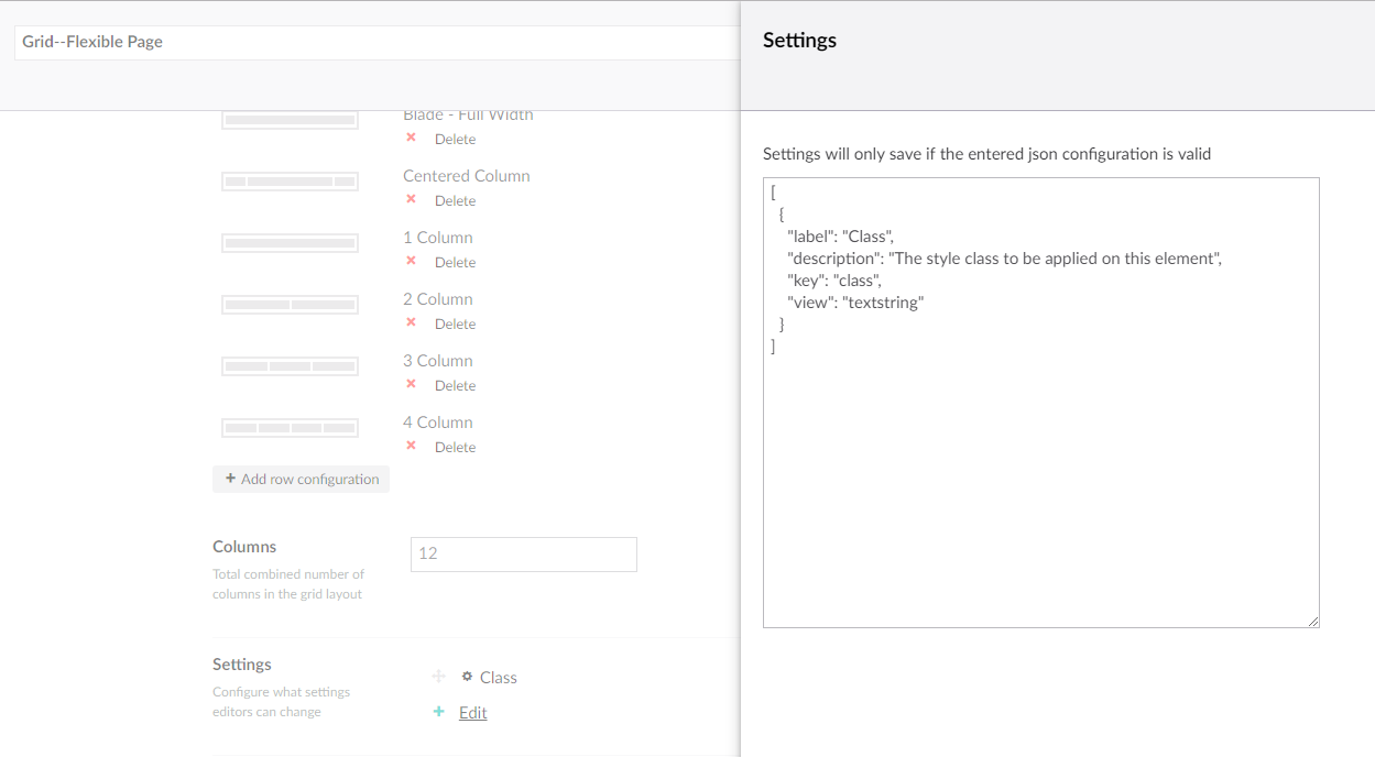 Adding a class setting to the grid editor