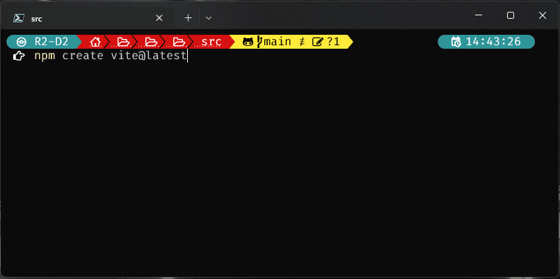 Command prompt showing the initialization of Vite